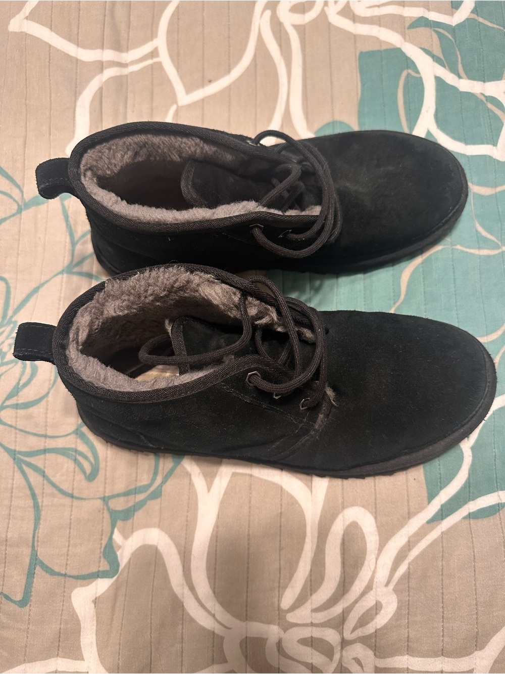 UGG Neumel Men’s Boot Black Lace Up Fleece Lined Winter Boots Size 10